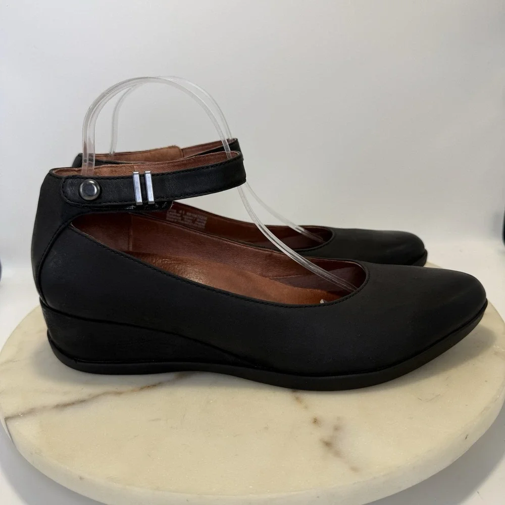 Dansko Black Wedge Shoes Shaylee Ankle Strap Leather Comfort 41/9.5 - Picture 5 of 8